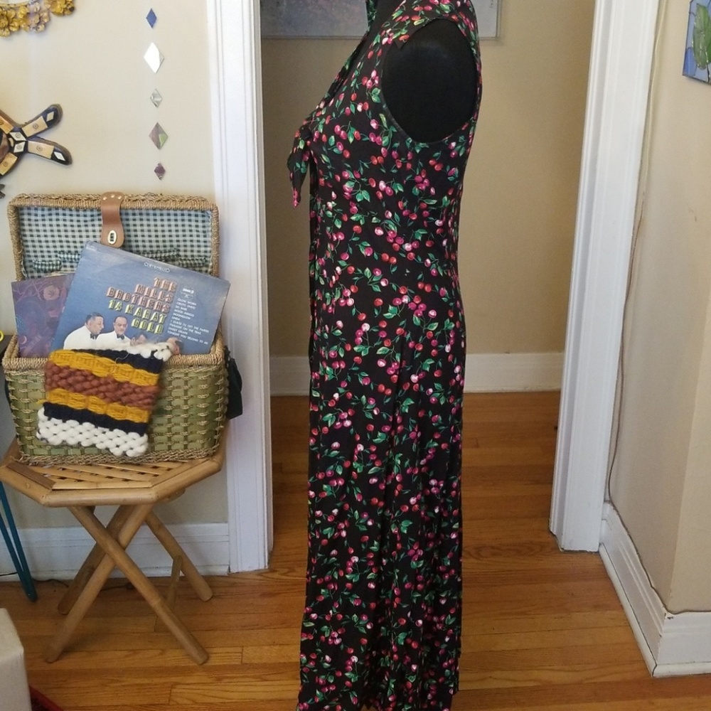 VTG Bobbie Bee Cherry Tie Maxi Dress - Picture 7 of 8